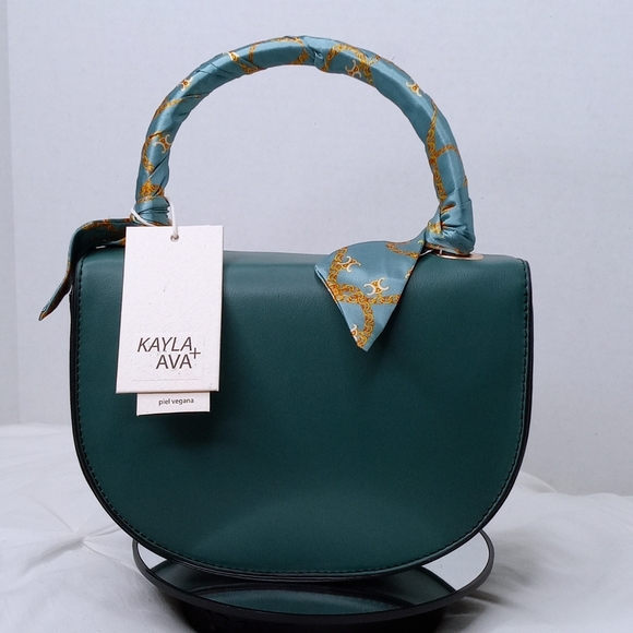 Fashion Faux Leather Handbag with Scarf Handle - Picture 2 of 7